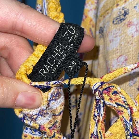 NEW NWT Rachel Roy Free People Bellini Patchwork Tank Open V Tie Accent XS - Picture 2 of 7